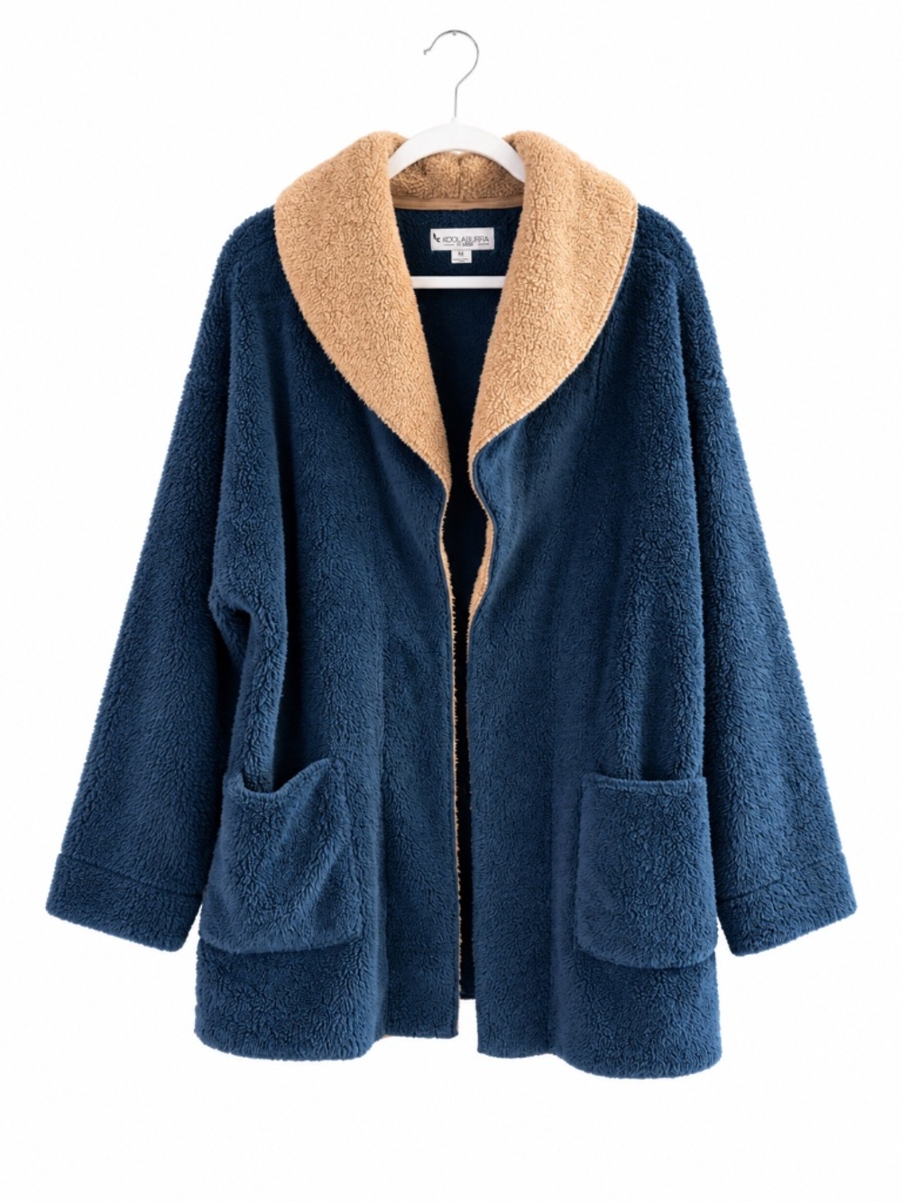 Koolaburra by UGG Sherpa Fleece Cardigan Navy Tan Shawl Collar Women’s M